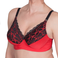 "Olivia" Transwonder BH Spitze rot / schwarz