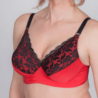 "Olivia" Transwonder BH Spitze rot / schwarz