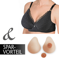 Set - Transwonder "Olivia" Glamour black inkl. Prothesen